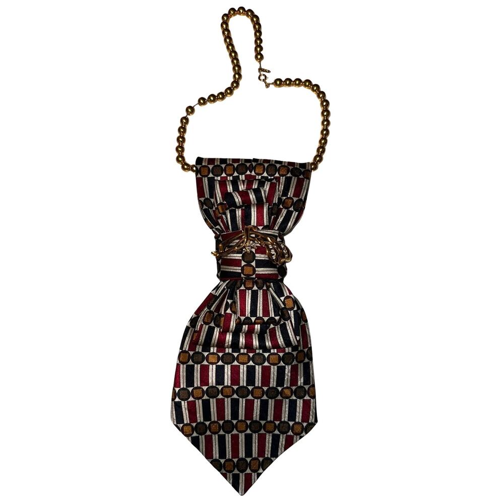 Elegant Geometric Junk Tie Necklace Fashion Statement Accessory Gold Leaf Brooch
